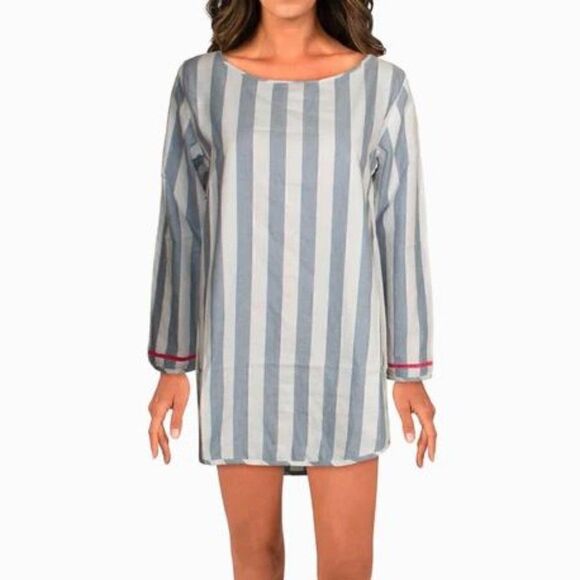 Soleil Open Back Tassel Striped Long Sleeve Mini Dress Size medium - Picture 2 of 10